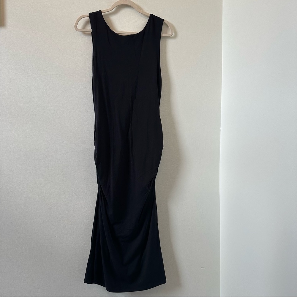 Athleta black jersey ruched dress size large